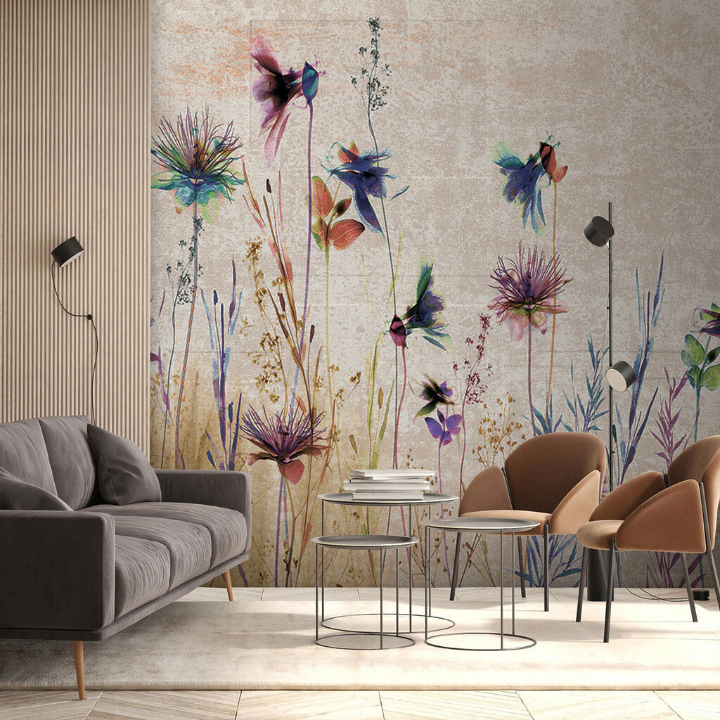 Colorful flowers in a serene landscape