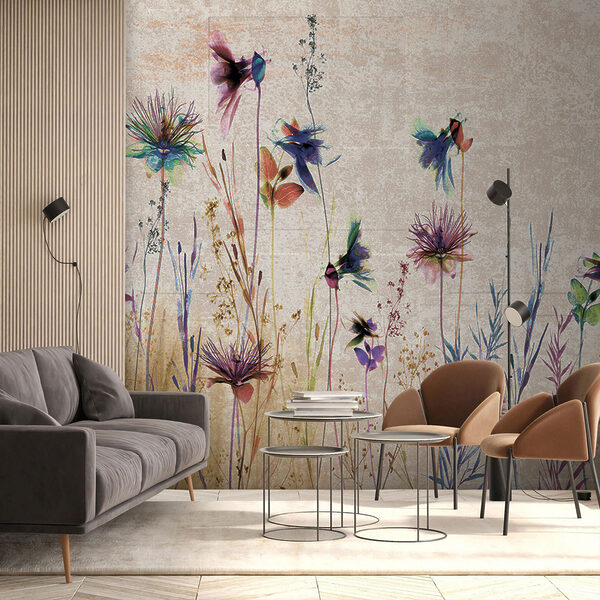 Bunte Blumen in einer ruhigen Landschaft. Bunte Blumen in einer ruhigen Landschaft.