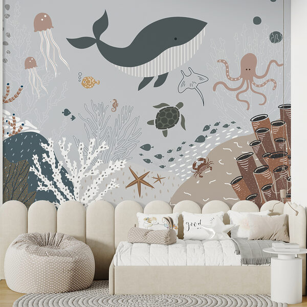 Meeresleben mit Fischen und Algen Meeresleben mit Fischen und Algen