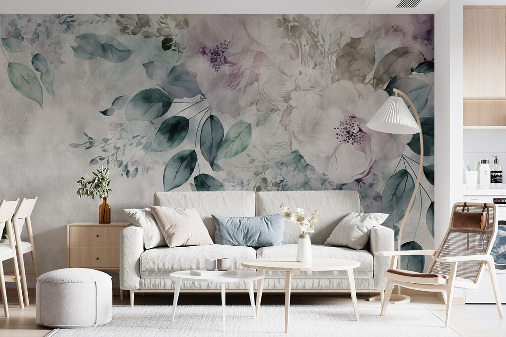 Painting of flowers and leaves