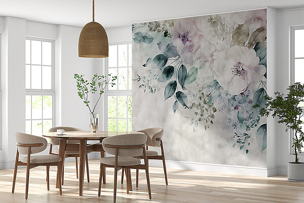 Painting of flowers and leaves