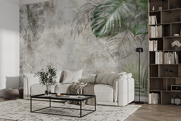 Elegante Blätter auf strukturiertem Hintergrund. Elegante Blätter auf strukturiertem Hintergrund.