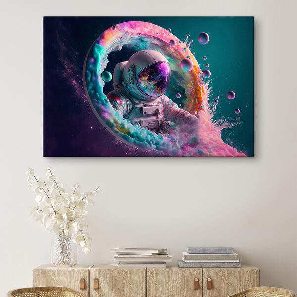 Ein Astronaut in einem bunten Kreis Ein Astronaut in einem bunten Kreis