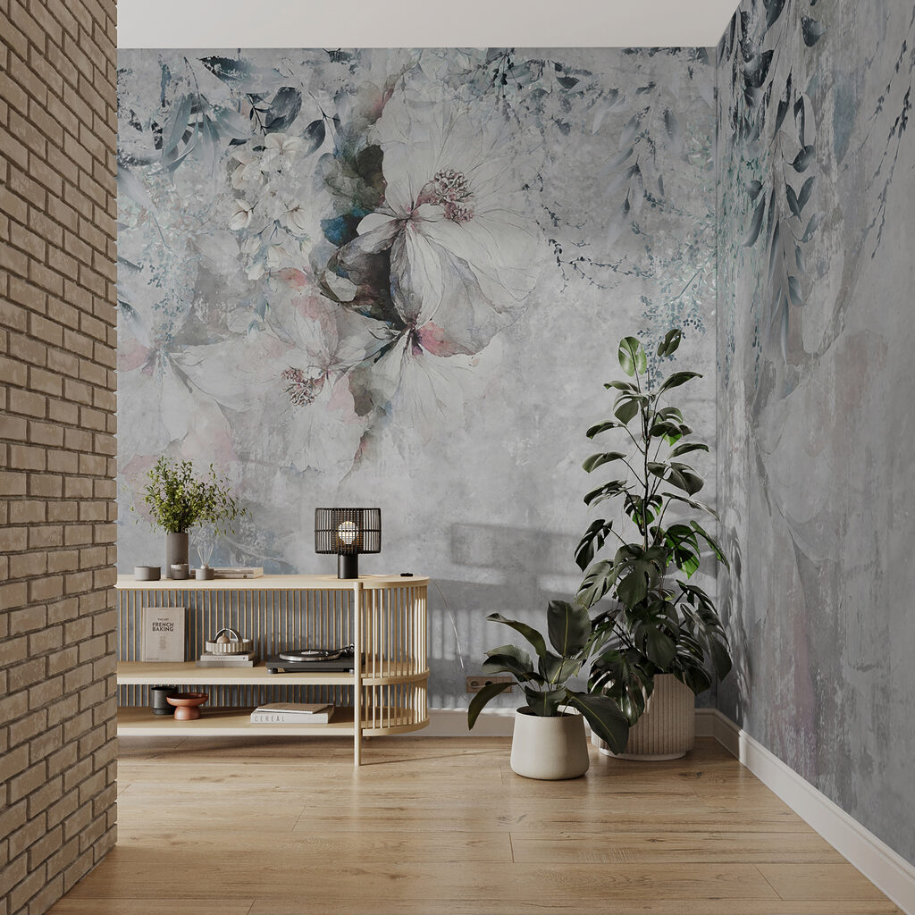 Painting of flowers and leaves