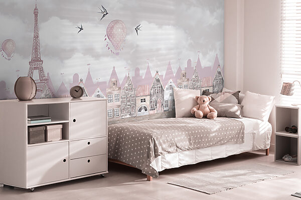 Rosa und weiße Stadtlandschaft mit rosa Luftballons und Vögel fliegen u94128pir1r 600x400 - Rosa und weiße Stadtlandschaft mit rosa Luftballons und Vögel fliegen