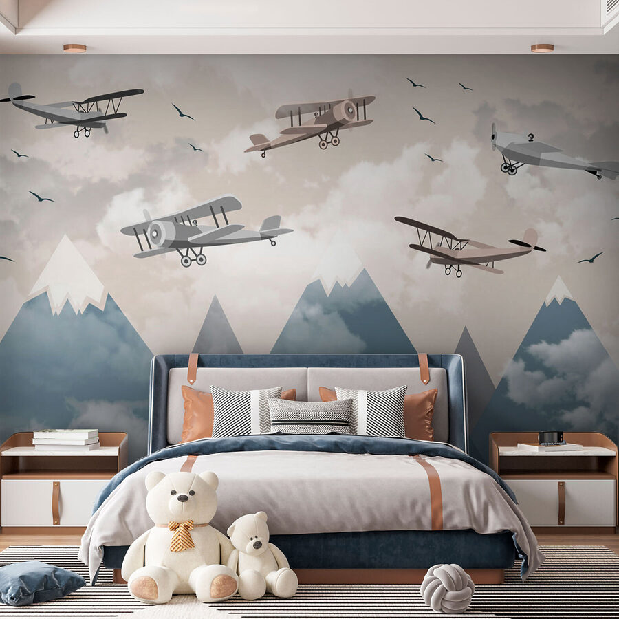 Gruppe von Flugzeugen fliegen in den Himmel