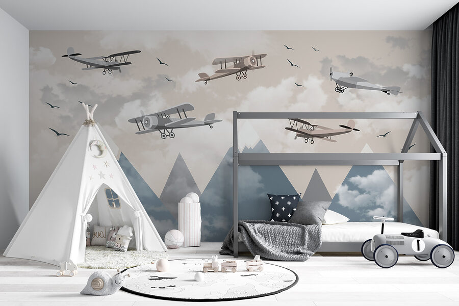 Gruppe von Flugzeugen fliegen in den Himmel
