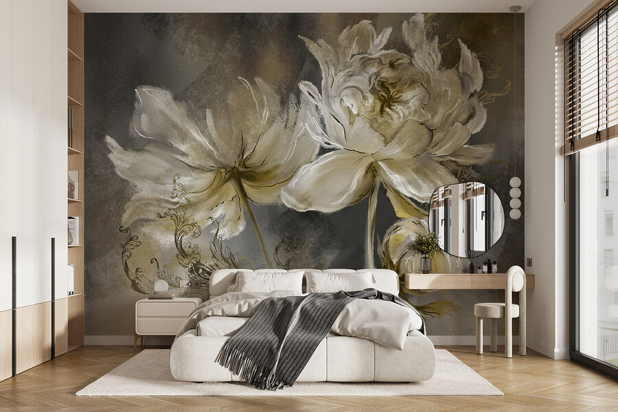 Malerei von Blumen auf einer Fläche