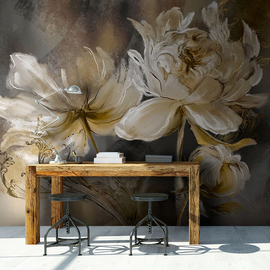 Malerei von Blumen auf einer Fläche