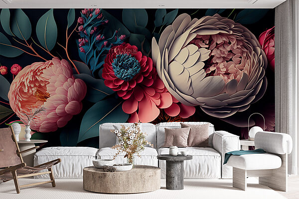 Group of flowers with leaves