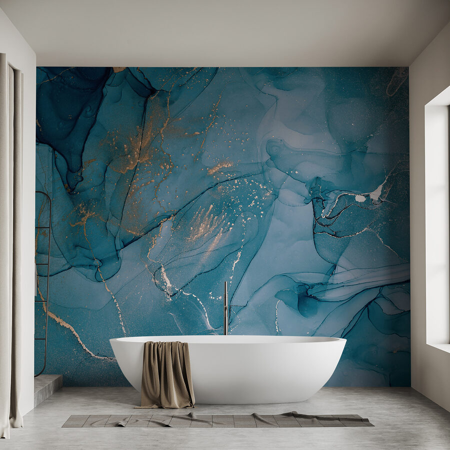 Azurblaue Ströme mit silbrigen Spuren. Azurblaue Ströme mit silbrigen Spuren.