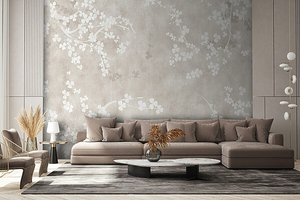 White flowers on a beige background