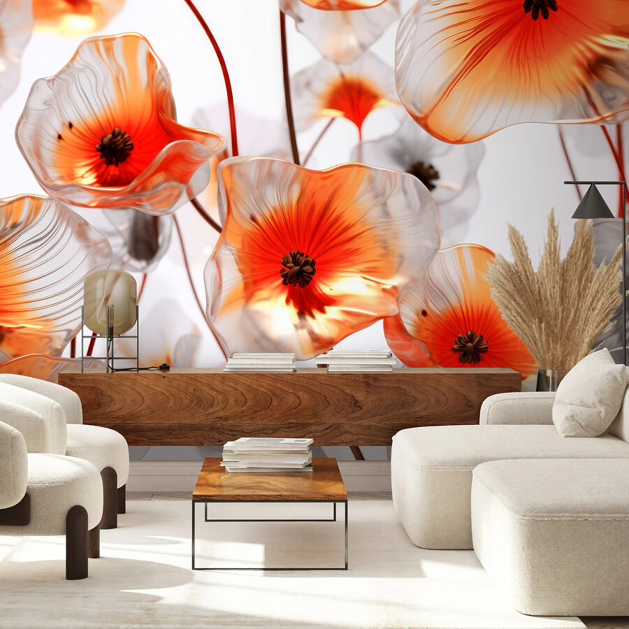 Gruppe von Glasblumen