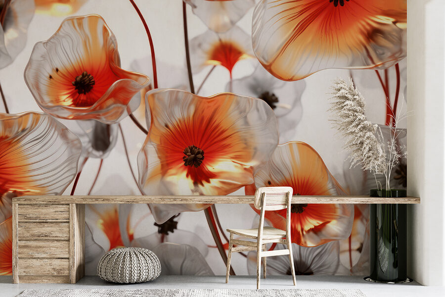 Gruppe von Glasblumen