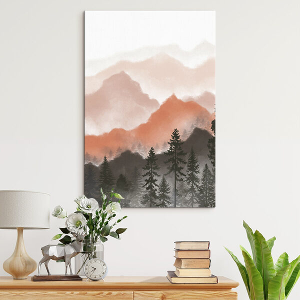 Eine Landschaft mit Bergen und Bäumen Eine Landschaft mit Bergen und Bäumen