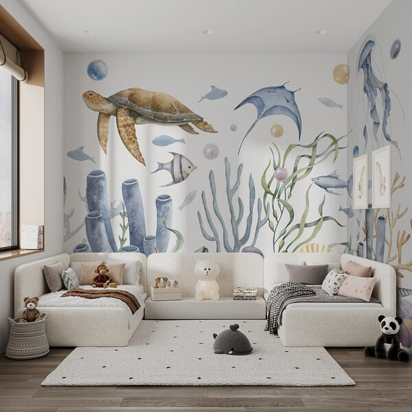 Meeresleben mit Fischen und Algen Meeresleben mit Fischen und Algen