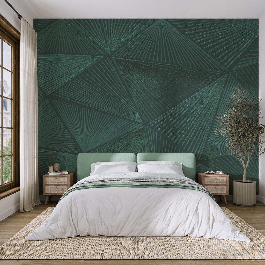 Green triangle pattern on a green surface