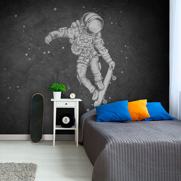 Zeichnung eines Astronauten auf einem Skateboard Zeichnung eines Astronauten auf einem Skateboard