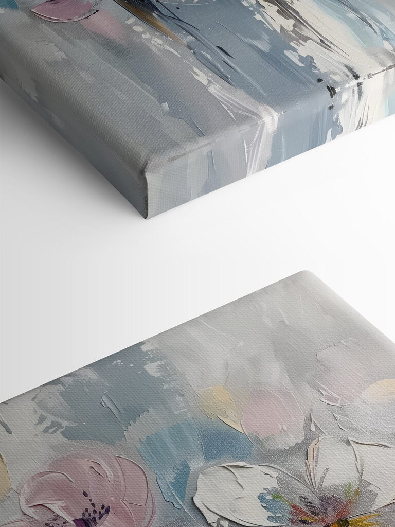 A painting of flowers on a white background