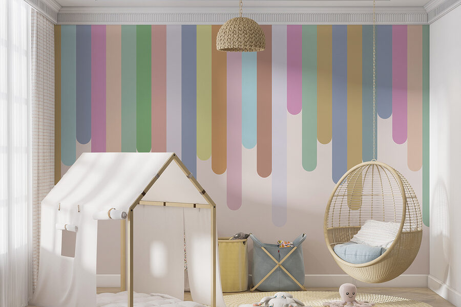 Bunte vertikale Linien auf weißem Hintergrund