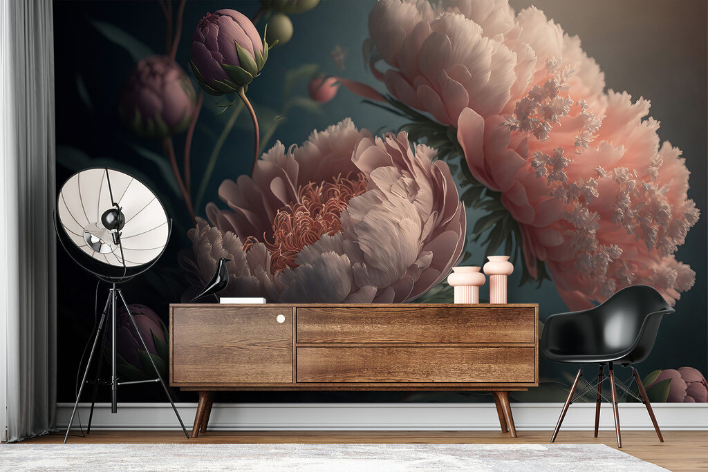 Delicate peonies in soft colors