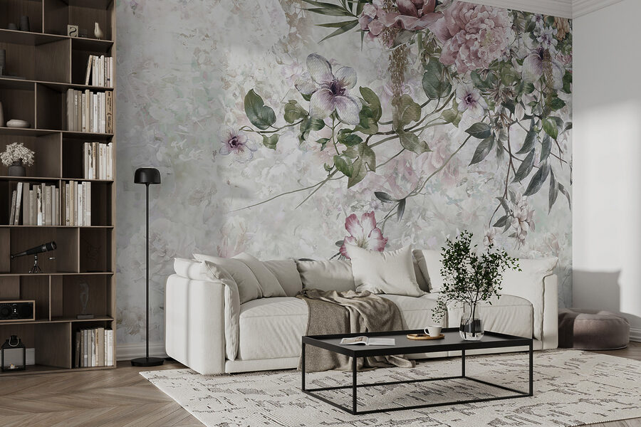 Gemälde von Blumen auf weißem Hintergrund Gemälde von Blumen auf weißem Hintergrund