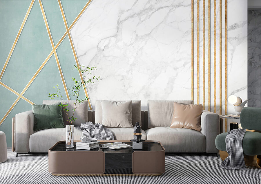 Elegantes Design in Minze und Marmor