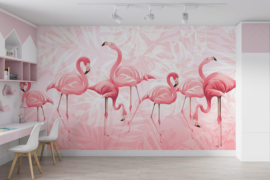 Eine Gruppe von rosa Flamingos