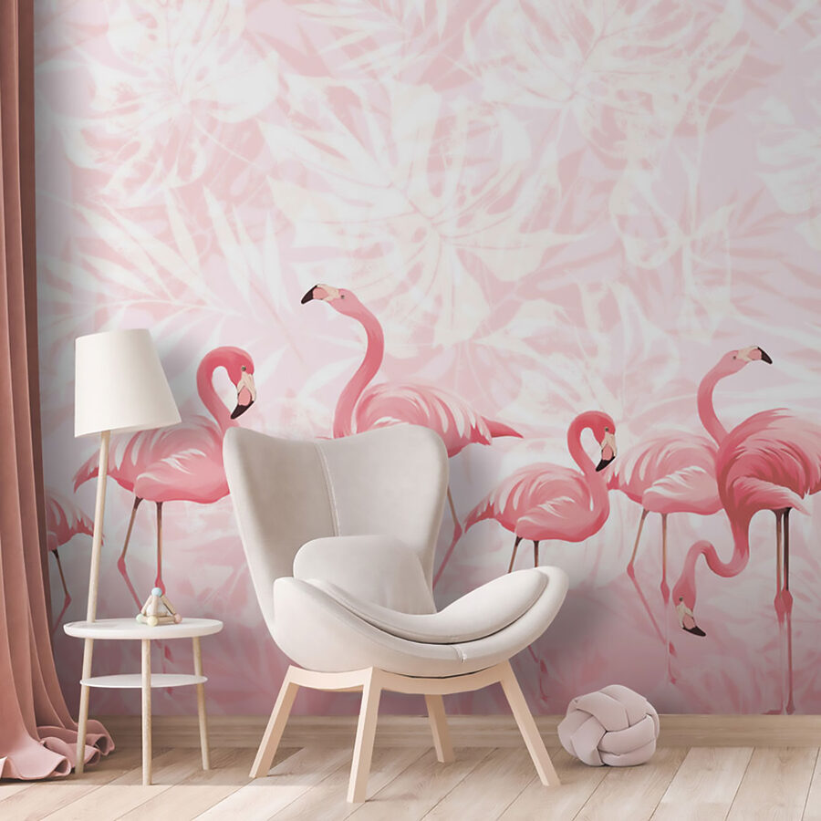 Eine Gruppe von rosa Flamingos
