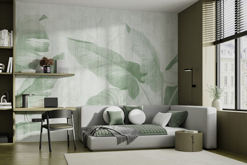 Lush leaves in soft green hues