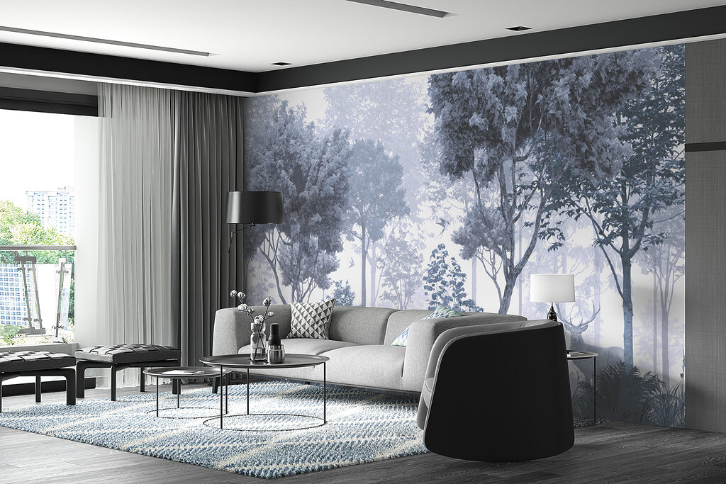 A forest with trees and plants