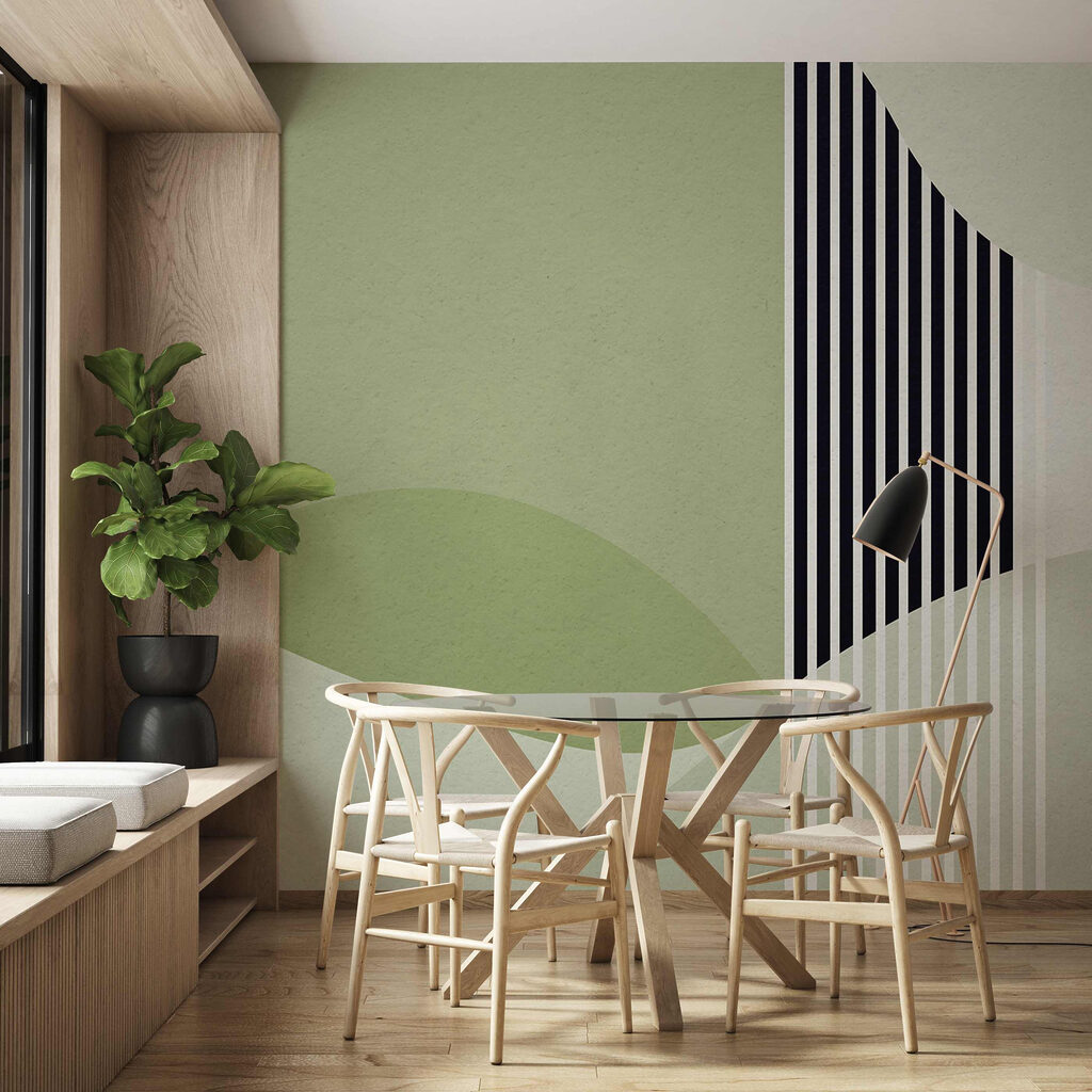 A green and black geometric design