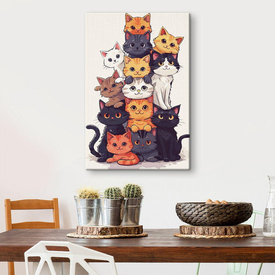 Gruppe von aufeinander gestapelten Katzen