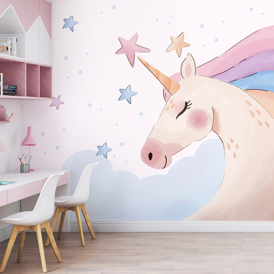 Fototapeten Ein Einhorn mit Sternen und Wolken – Bild 5