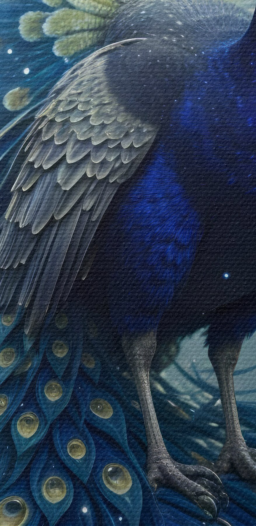 Majestätischer Pfau in kosmischer Pracht