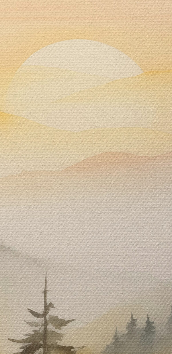Aquarellmalerei eines Waldes und von Bergen Aquarellmalerei eines Waldes und von Bergen