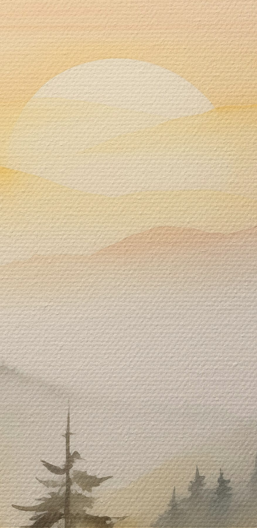 Aquarellmalerei eines Waldes und von Bergen