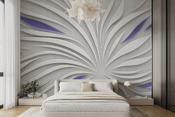 Ein weißer und violetter Wirbel an einer Wand Ein weißer und violetter Wirbel an einer Wand
