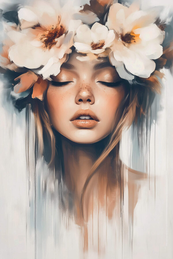 Frau mit Blumen im Haar Frau mit Blumen im Haar