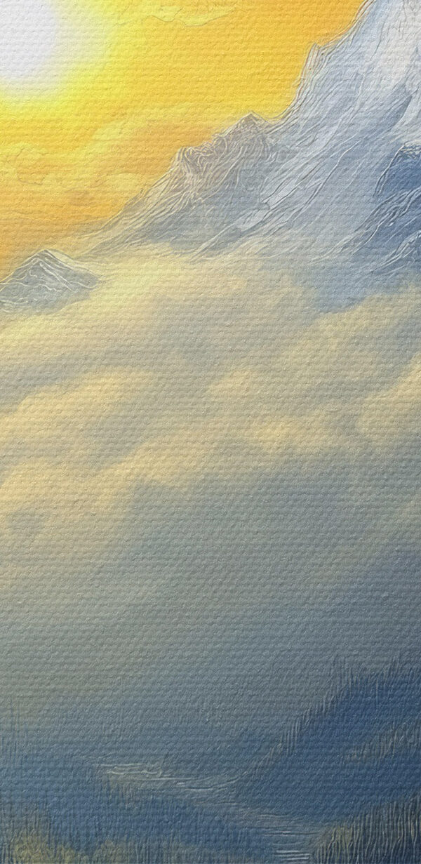 Berglandschaft mit Bäumen und Wolken Berglandschaft mit Bäumen und Wolken
