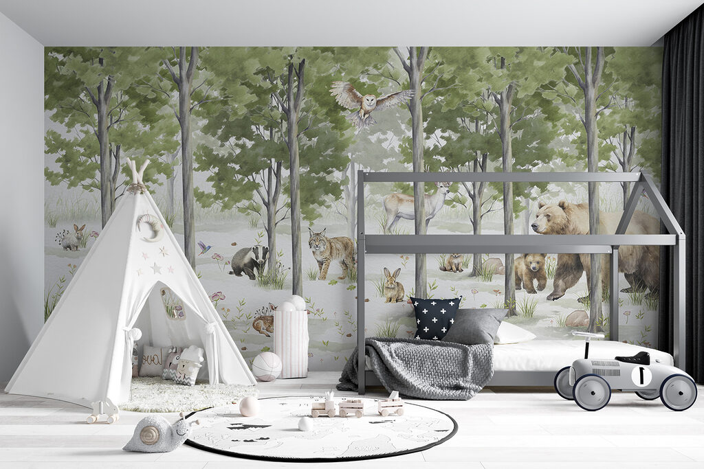 A group of animals in a forest
