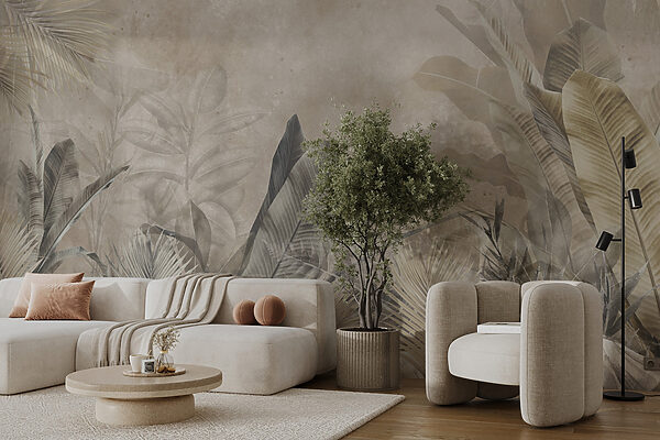 Elegantes Kunstwerk mit tropischem Laubdesign Elegantes Kunstwerk mit tropischem Laubdesign
