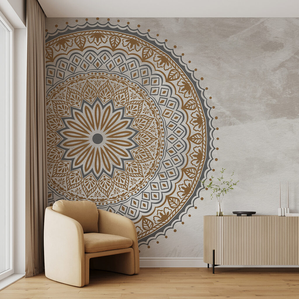 A circular pattern on a white surface