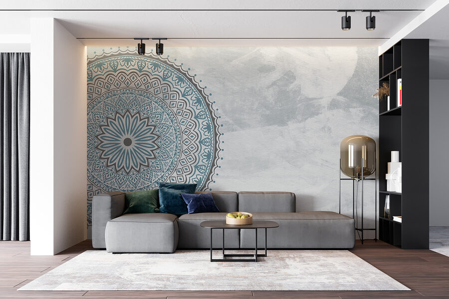 Ein blaues und graues Mandala