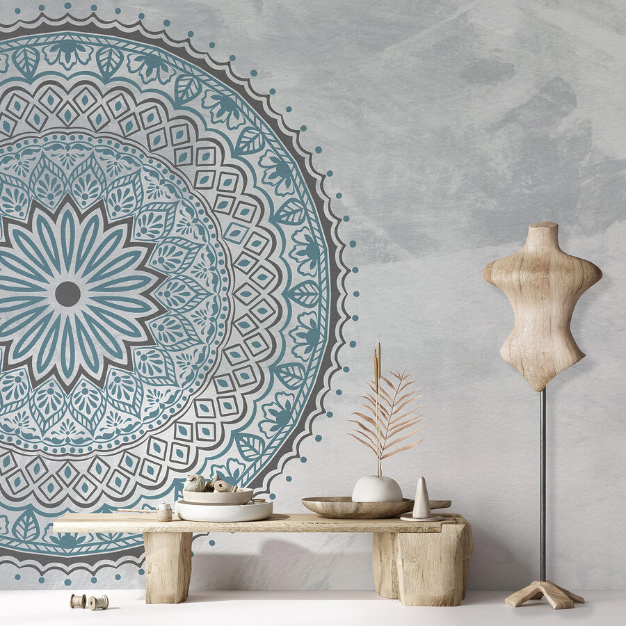 Ein blaues und graues Mandala