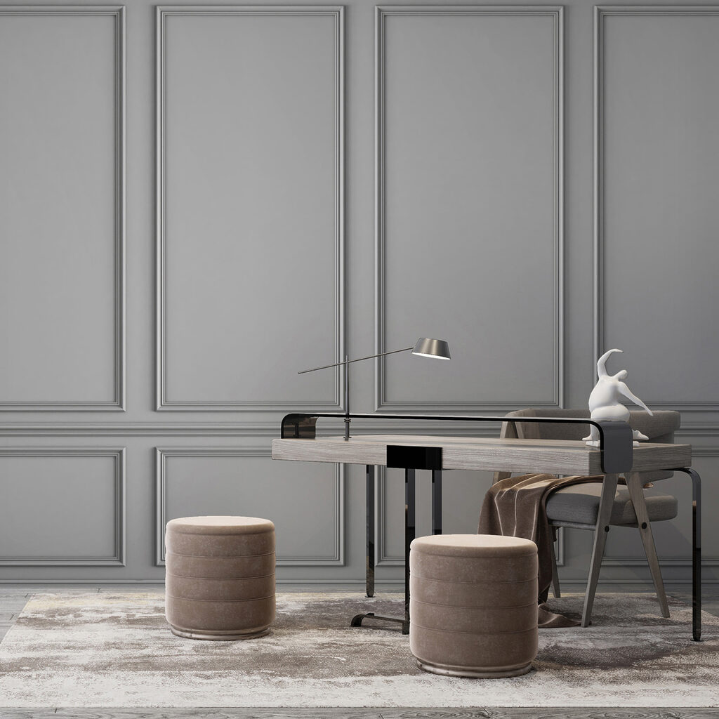 A wall with white panels