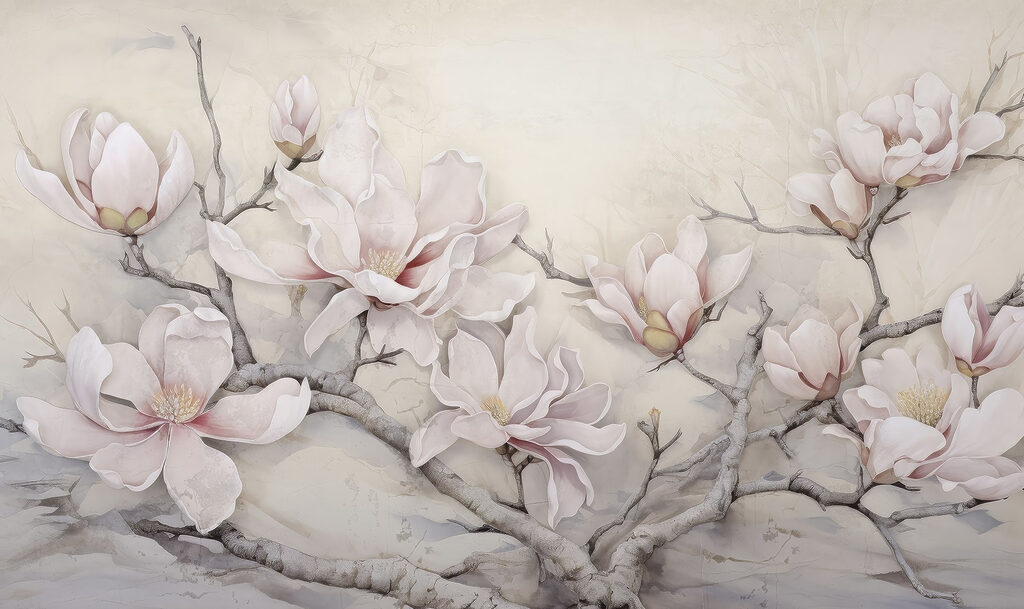Malerei von Blumen auf einem Zweig Malerei von Blumen auf einem Zweig