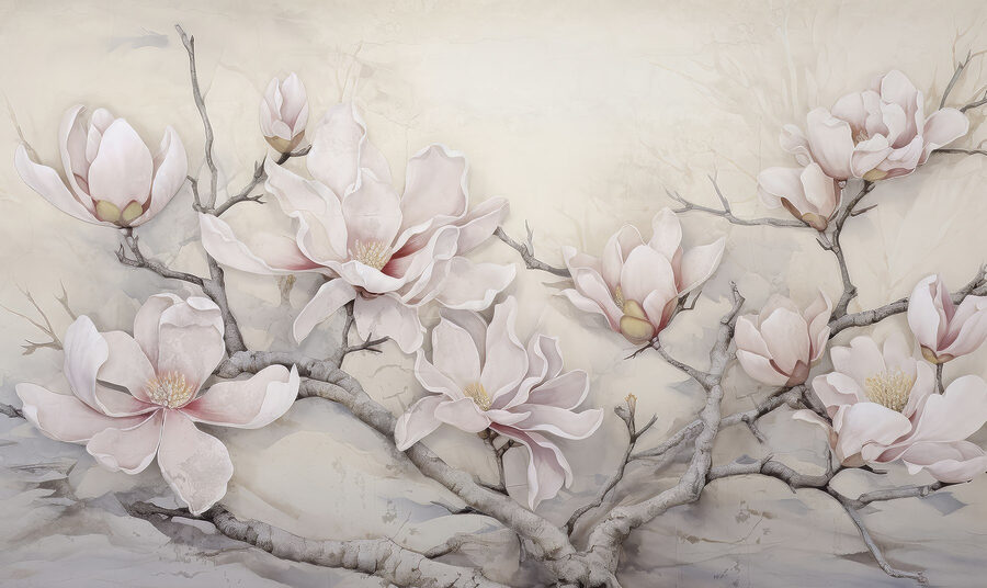 Malerei von Blumen auf einem Zweig