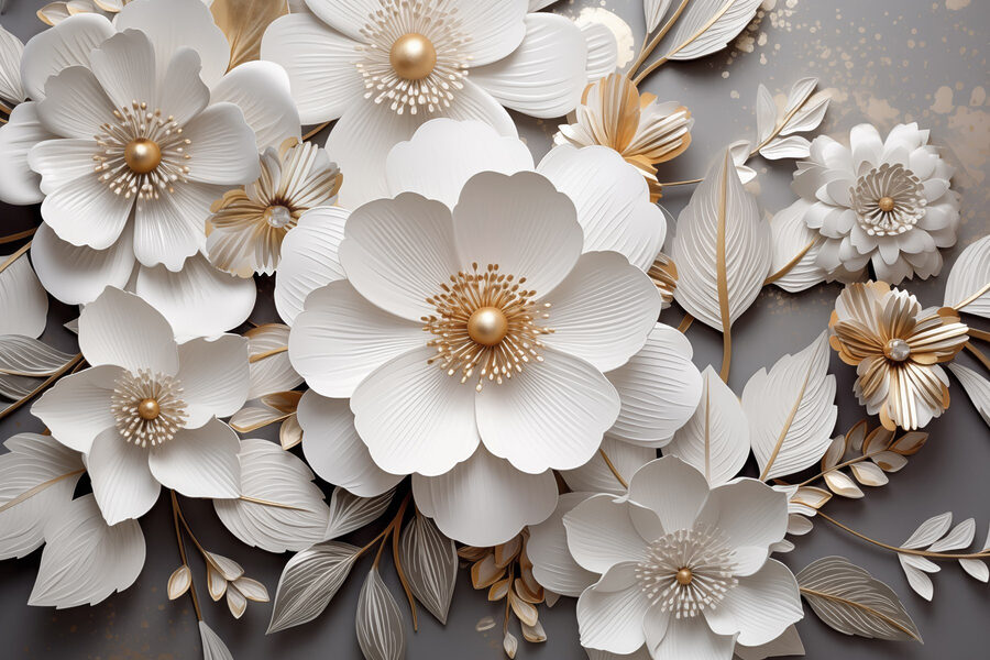 Elegante Papierblumen in sanften Tönen