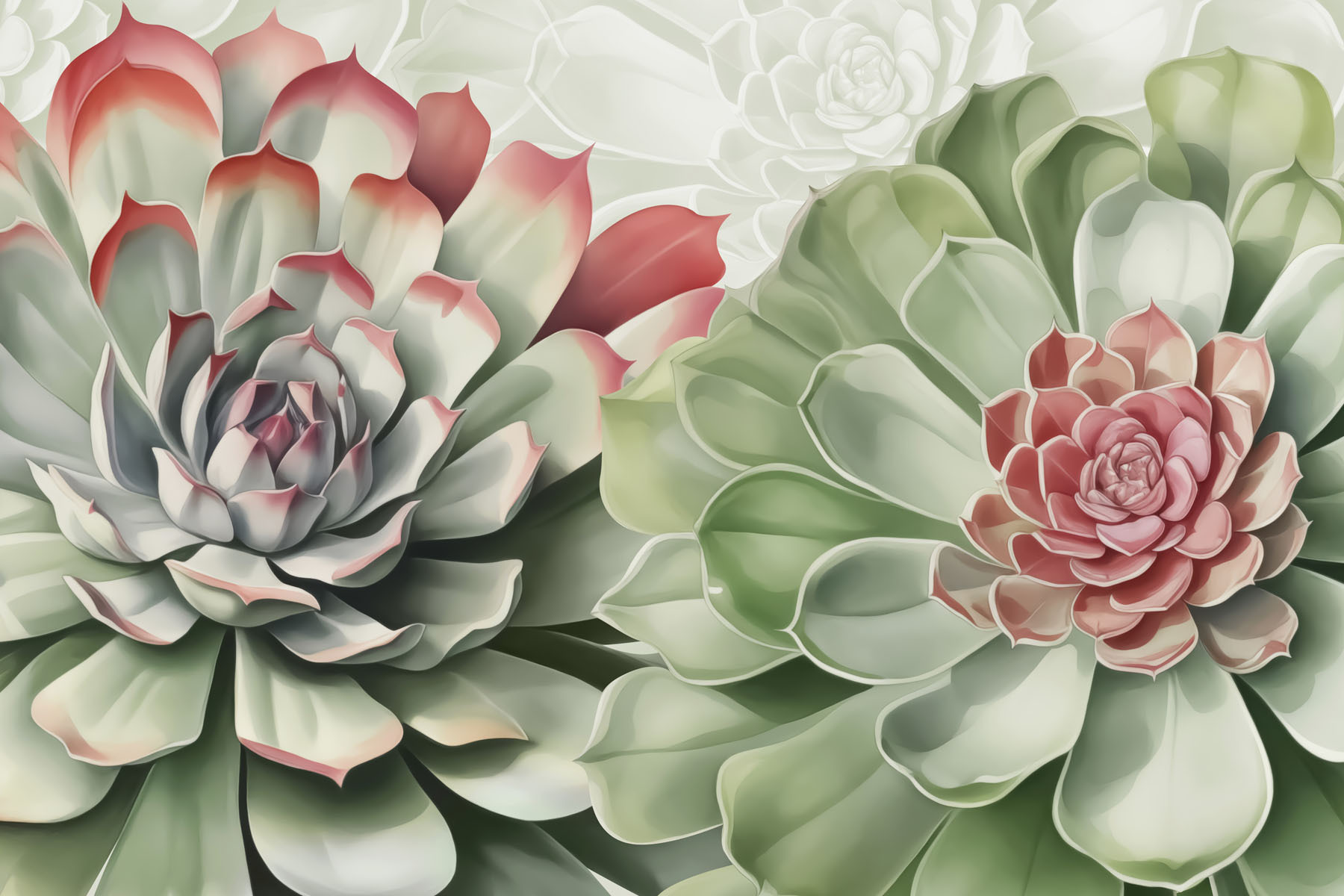 Lush succulents in soft hues